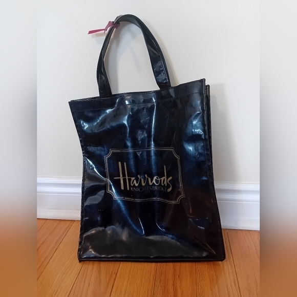 Vintage 90s British Harrod's‎ Knightsbridge Super Logo Shopping Tote Bag Women's - Picture 2 of 7